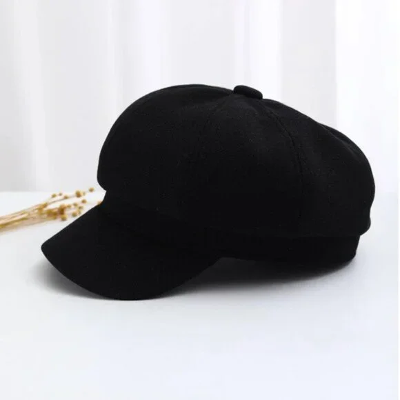 Minimalist Newsboy Baker Boy Cap Black - Picture 5 of 6
